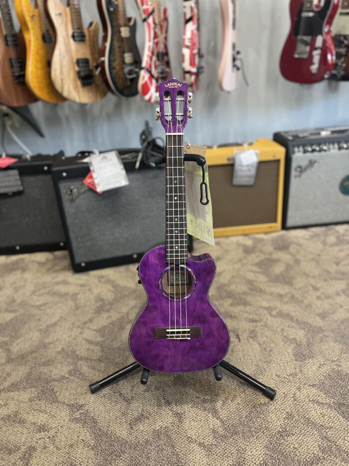Lanikai QM-PUCET Tenor Ukulele with Cutaway and Electronics - Purple Stain