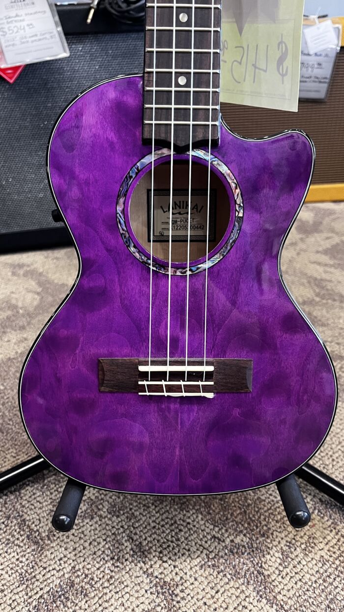 Lanikai QM-PUCET Tenor Ukulele with Cutaway and Electronics - Purple Stain - Image 4