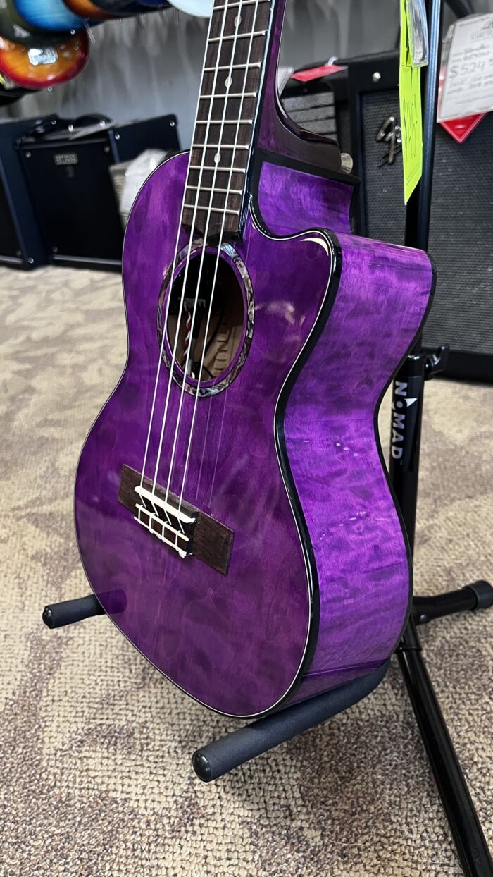 Lanikai QM-PUCET Tenor Ukulele with Cutaway and Electronics - Purple Stain - Image 8