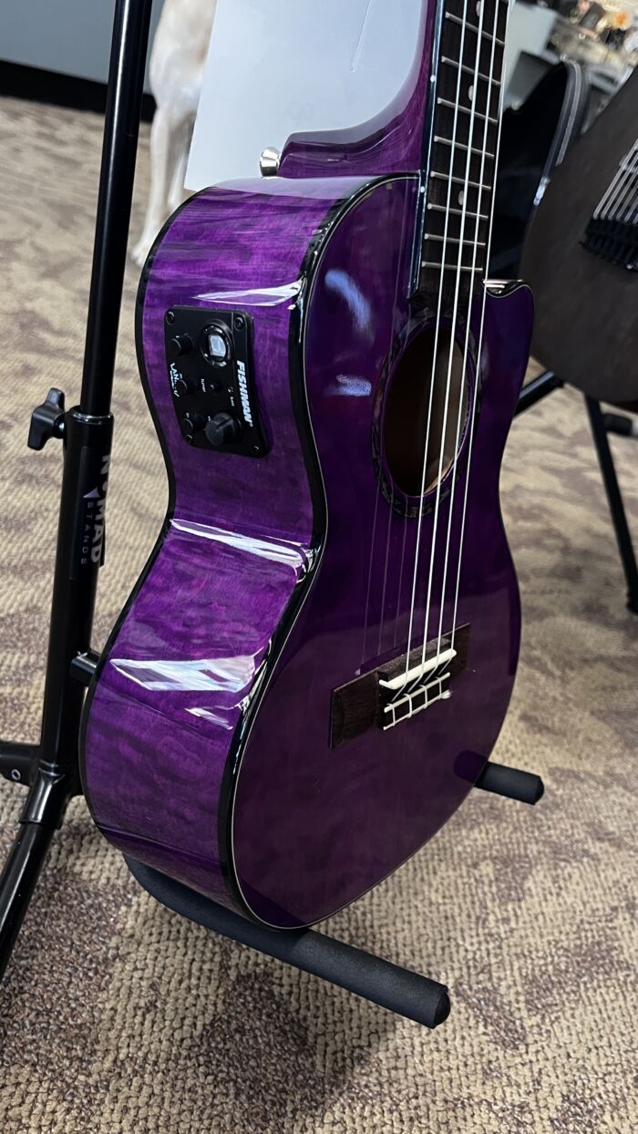 Lanikai QM-PUCET Tenor Ukulele with Cutaway and Electronics - Purple Stain - Image 7
