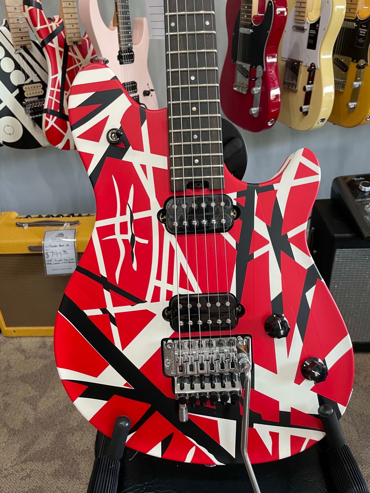 EVH Wolfgang Special Striped with Ebony Fretboard 2024-Present - Satin Red/Black/White Stripes - Image 2