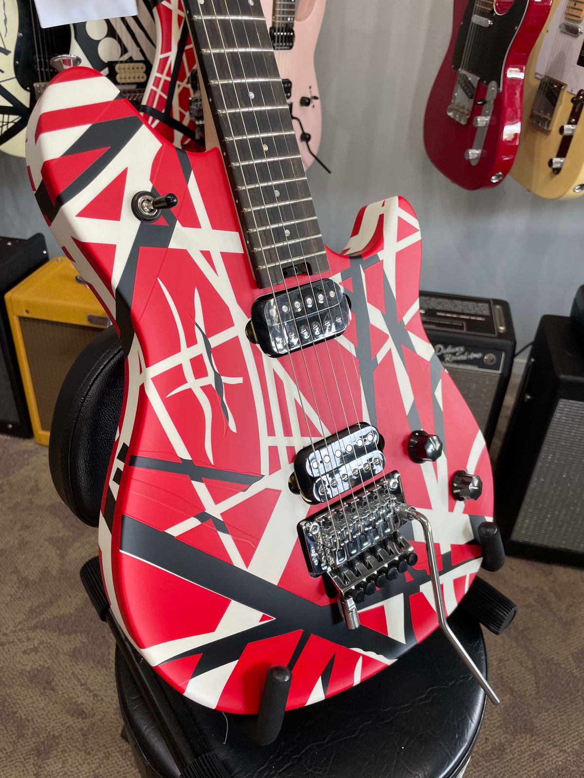 EVH Wolfgang Special Striped with Ebony Fretboard 2024-Present - Satin Red/Black/White Stripes - Image 4